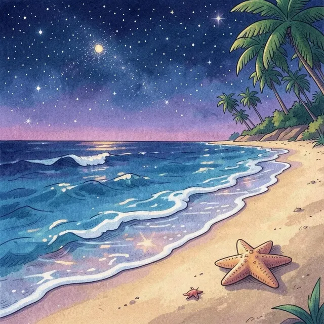 Пара нейросвязей — Beach Under the Stars — обложка релиза