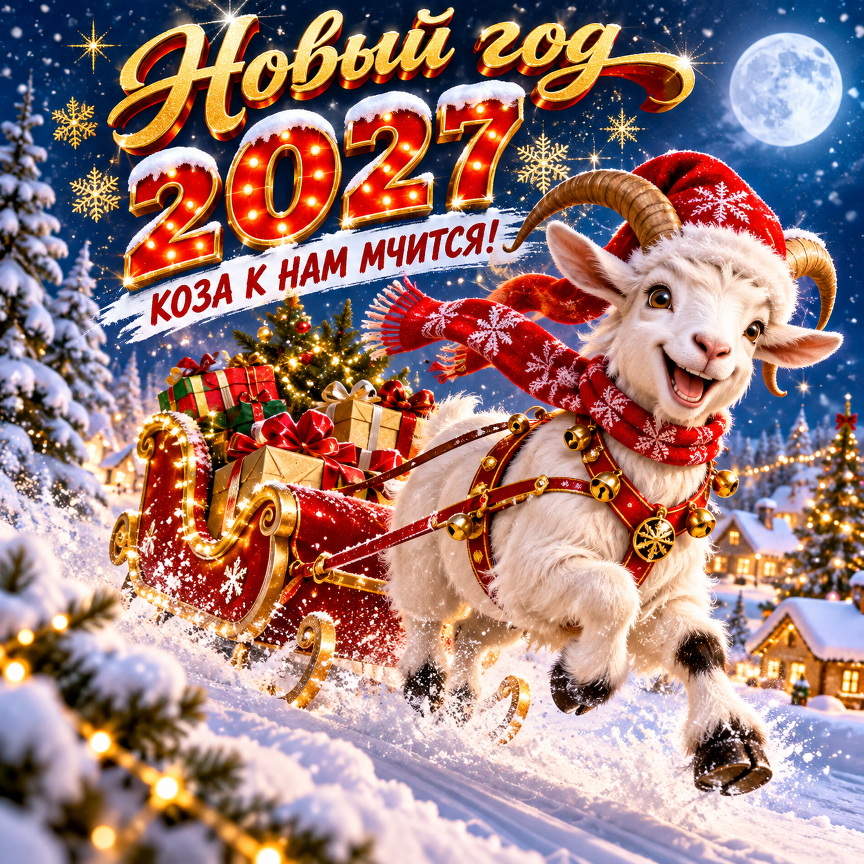 Новый год 2027 КОЗА К НАМ МЧИТСЯ — обложка