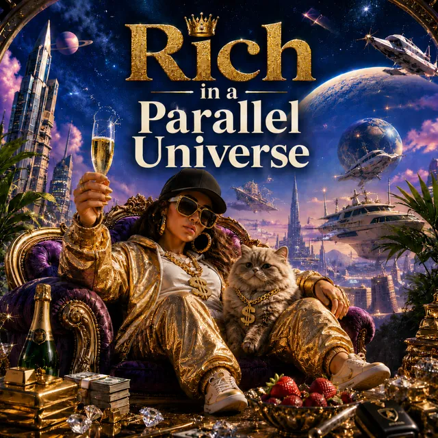 Кот на клавиатуре — Rich in a Parallel Universe — обложка релиза